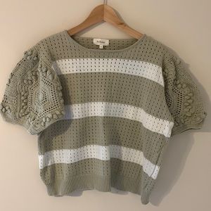 Bohme Crochet Crop Short Sleeve Sweater XL